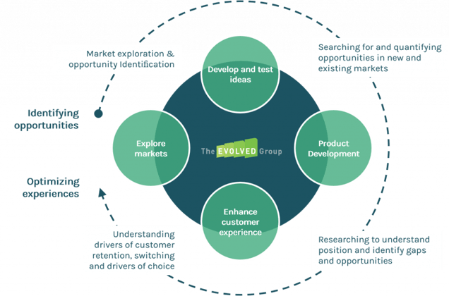 Flow diagram of the Evolved Groups market research formula